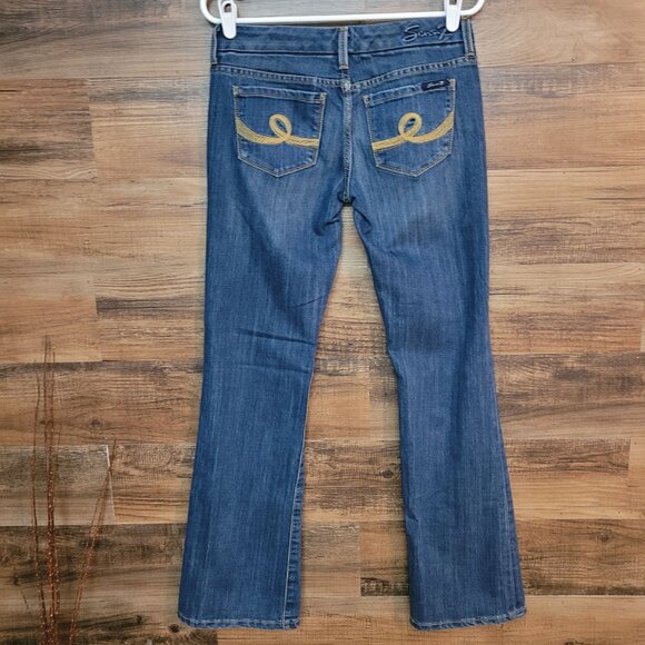 Seven7 Jeans Womens 28 Bootcut Low Rise Medium Dark Wash Stretch Denim Western - Picture 1 of 10